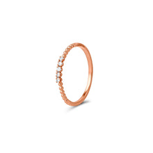 Load image into Gallery viewer, Social Value 14k Rose Gold Genuine Diamond 5 Stone Beaded Stacking Ring, Size 4