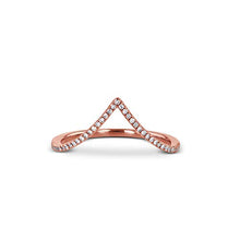 Load image into Gallery viewer, 14k Gold and Genuine Diamond Chevron "V" Shaped Stackable Ring