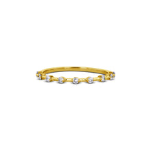 Load image into Gallery viewer, 14k Gold Genuine Diamond Thin Distance Promise Stack Ring Band w/ 9 High Quality Diamonds in White Yellow or Gold