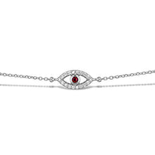 Load image into Gallery viewer, 14k Solid Gold and Natural Diamond Genuine Sapphire Evil Eye Chain Bracelet