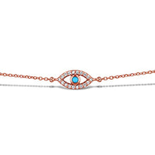 Load image into Gallery viewer, 14k Solid Gold and Natural Diamond Genuine Sapphire Evil Eye Chain Bracelet