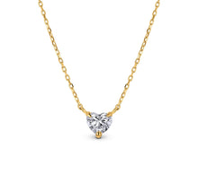 Load image into Gallery viewer, Social Value 18k Rose Gold Genuine Small Heart Shaped Diamond Minimalist Layering Stacking Solitaire Necklace w/ Adjustable Drawstring Chain