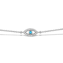 Load image into Gallery viewer, 14k Solid Gold and Natural Diamond Genuine Sapphire Evil Eye Chain Bracelet