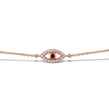 Load image into Gallery viewer, 14k Solid Gold and Natural Diamond Genuine Sapphire Evil Eye Chain Bracelet