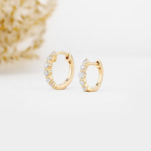 Load image into Gallery viewer, Social Value 14k Solid Rose Gold Genuine Diamond Huggy Earrings