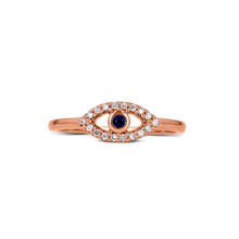 Load image into Gallery viewer, 14k Gold and Genuine Sapphire and Diamond Evil Eye Ring