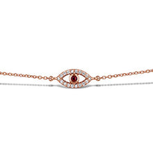 Load image into Gallery viewer, 14k Solid Gold and Natural Diamond Genuine Sapphire Evil Eye Chain Bracelet