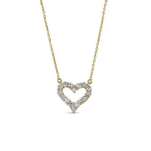 Load image into Gallery viewer, 14k Solid Gold Genuine Natural Diamond Heart Necklace Classic Open Design for Women or Girls White Yellow Rose Gold
