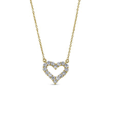 Load image into Gallery viewer, 14k Solid Gold Genuine Natural Diamond Heart Necklace Classic Open Design for Women or Girls White Yellow Rose Gold