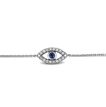 Load image into Gallery viewer, 14k Solid Gold and Natural Diamond Genuine Sapphire Evil Eye Chain Bracelet