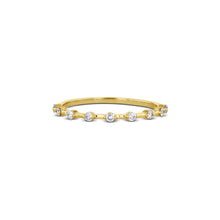 Load image into Gallery viewer, 14k Gold Genuine Diamond Thin Distance Promise Stack Ring Band w/ 9 High Quality Diamonds in White Yellow or Gold