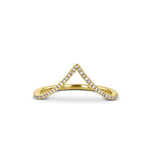 Load image into Gallery viewer, 14k Gold and Genuine Diamond Chevron "V" Shaped Stackable Ring