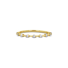 Load image into Gallery viewer, 14k Gold Genuine Diamond Thin Distance Promise Stack Ring Band w/ 9 High Quality Diamonds in White Yellow or Gold