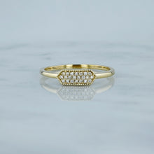 Load image into Gallery viewer, Social Value 14k Solid Gold and Genuine Natural Diamond Hexagon Shaped Ring