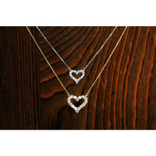 Load image into Gallery viewer, 14k Solid Gold Genuine Natural Diamond Heart Necklace Classic Open Design for Women or Girls White Yellow Rose Gold