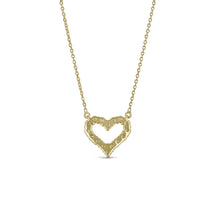 Load image into Gallery viewer, 14k Solid Gold Genuine Natural Diamond Heart Necklace Classic Open Design for Women or Girls White Yellow Rose Gold