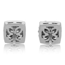 Load image into Gallery viewer, 14k White Gold Genuine Diamond Square Cushion Shape Diamond Cluster Stud Earrings for Women Dressy or Every Day High Quality