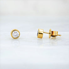 Load image into Gallery viewer, Single (Half Pair) 14k Gold Bezel Set Genuine Very High Quality Diamond Stud Earring for Women