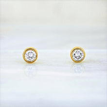 Load image into Gallery viewer, Single (Half Pair) 14k Gold Bezel Set Genuine Very High Quality Diamond Stud Earring for Women