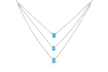 Load image into Gallery viewer, 18K Gold Layered Genuine Turquoise and Diamond Delicate Multi Strand Necklace for Women w/ Adjustable Length Drawstring Chain