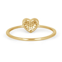 Load image into Gallery viewer, 14k Solid Gold and Natural Diamond Micro-Set Pave Heart Ring | Dainty Sweet Sixteen Bat Mitzvah Gift | Heart Stack Ring | Love Jewelry