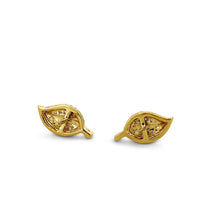 Load image into Gallery viewer, Single (Half Pair) 14k Gold Genuine Diamond Pave Leaf Petal Earrings