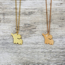 Load image into Gallery viewer, 18K Gold & Diamond Elephant Pendant Necklace | Dainty Golden Elephant Charm Adjustable Chain Necklace | Animal Jewelry For Women + Girls