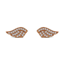 Load image into Gallery viewer, Single (Half Pair) 14k Gold Genuine Pave Diamond Angel Wing Stud Earrings
