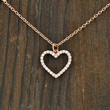 Load image into Gallery viewer, 14k Solid Gold Natural Diamond Open Diamond Heart Pendant Necklace W/ Chain | Valentine's Day, Bridesmaid, Sweet 16, Birthday Gift