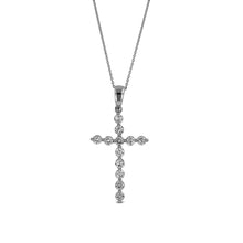 Load image into Gallery viewer, 14k Solid Gold Natural Diamond Common Prong Cross Pendant W/ Chain | Minimalist Diamond Cross Necklace | Religious Christian Jewelry