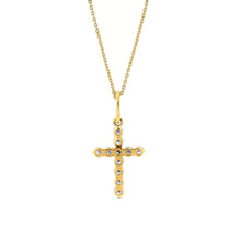 Load image into Gallery viewer, 14k Solid Gold Small Natural Diamond Cross Pendant Necklace W/ Chain | Minimalist Diamond Cross | Diamond Religious Christian Jewelry