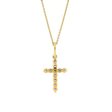 Load image into Gallery viewer, 14k Solid Gold Small Natural Diamond Cross Pendant Necklace .25ct W/ Chain | Minimalist Diamond Cross | Diamond Religious Christian Jewelry