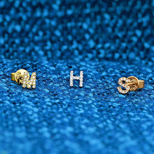 Load image into Gallery viewer, Single (Half Pair) 14K or 18k Gold & Genuine Diamond Initial Monogram Personalized Custom Alphabet Mix + Match Stud Earrings