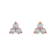 Load image into Gallery viewer, Single (Half Pair) 14k Gold Genuine Diamond 3 Stone Trio Triangle Cluster Stud Earrings w/ High Quality Diamonds in White Yellow Rose Gold