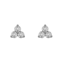 Load image into Gallery viewer, Single (Half Pair) 14k Gold Genuine Diamond 3 Stone Trio Triangle Cluster Stud Earrings w/ High Quality Diamonds in White Yellow Rose Gold