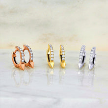 Load image into Gallery viewer, Single (Half Pair) 14k Gold Natural Diamond Huggy Earring with Spike | Single | Minimalist Lobe/Second Hole Earring | Everyday Stud