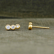 Load image into Gallery viewer, Single (Half Pair) 14k Gold Genuine Diamond Trio Bezel Set Small Bubble Ear Climber Crawler Stud Earring for Women in White Yellow Rose Gold