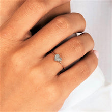 Load image into Gallery viewer, 14k Solid Gold and Natural Diamond Micro-Set Pave Heart Ring | Dainty Sweet Sixteen Bat Mitzvah Gift | Heart Stack Ring | Love Jewelry