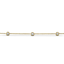 Load image into Gallery viewer, 18kt Solid Gold Natural Diamond 5 Stone Diamonds By The Yard Bezel Set Bracelet | Minimalist Adjustable Length Chain Stacking Bracelet