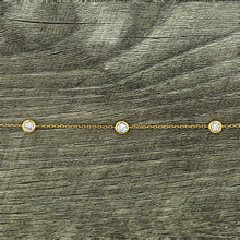 Load image into Gallery viewer, 18kt Solid Gold Natural Diamond 5 Stone Diamonds By The Yard Bezel Set Bracelet | Minimalist Adjustable Length Chain Stacking Bracelet