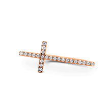Load image into Gallery viewer, 14k Solid Gold Natural Diamond Minimalist Cross Ring | Religious Jewelry | 14k Gold and Diamond Christian Jewelry | White Yellow Rose Gold
