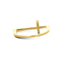 Load image into Gallery viewer, 14k Solid Gold Natural Diamond Minimalist Cross Ring | Religious Jewelry | 14k Gold and Diamond Christian Jewelry | White Yellow Rose Gold