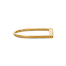 Load image into Gallery viewer, 14k Solid Gold Natural Diamond Microset Thin Bar Ring | Minimalist Diamond Stack Band | Thin Diamond Line Band | Tri-Color Stack Bands