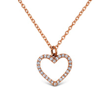 Load image into Gallery viewer, 14k Solid Gold Natural Diamond Open Diamond Heart Pendant Necklace W/ Chain | Valentine's Day, Bridesmaid, Sweet 16, Birthday Gift