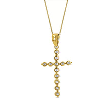 Load image into Gallery viewer, 14k Solid Gold Natural Diamond Common Prong Cross Pendant W/ Chain | Minimalist Diamond Cross Necklace | Religious Christian Jewelry