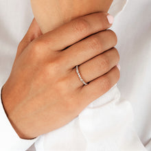 Load image into Gallery viewer, 14k Solid Gold Natural Diamond Baguette and Round Stackable Ring or Wedding Band