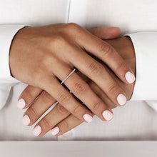 Load image into Gallery viewer, 14k Solid Gold Natural Diamond Microset Thin Bar Ring | Minimalist Diamond Stack Band | Thin Diamond Line Band | Tri-Color Stack Bands