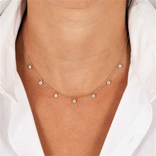 Load image into Gallery viewer, 18k Solid Gold Natural Diamond Round Solitaire Drop Necklace with Adjustable Drawstring Chain