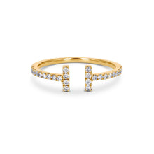 Load image into Gallery viewer, 14k Gold and Genuine Diamond Open Bar Minimalist Ring for Women in White Yellow or Rose Gold