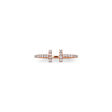 Load image into Gallery viewer, 14k Gold and Genuine Diamond Open Bar Minimalist Ring for Women in White Yellow or Rose Gold